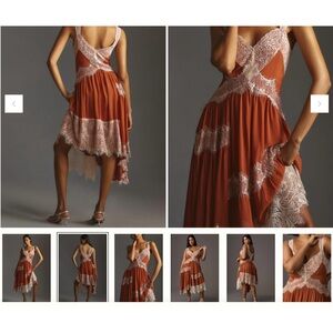 Sleeveless Asymmetrical Lace Midi Dress by Anthropology